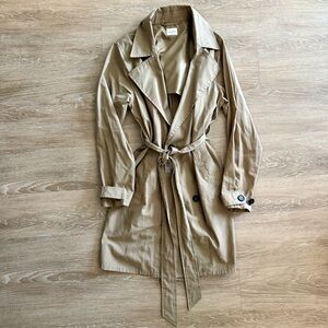 Tailleur Women’s Lightweight  Tan Trench Coat with Belt Size Mp